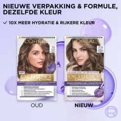L'Oréal Excellence Cool Crème Permanente Crèmekleuring 7.11 - Ultra As Middenblond Haarkleuring