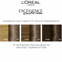 L'Oréal Excellence Cool Crème Permanente Crèmekleuring 7.11 - Ultra As Middenblond Haarkleuring