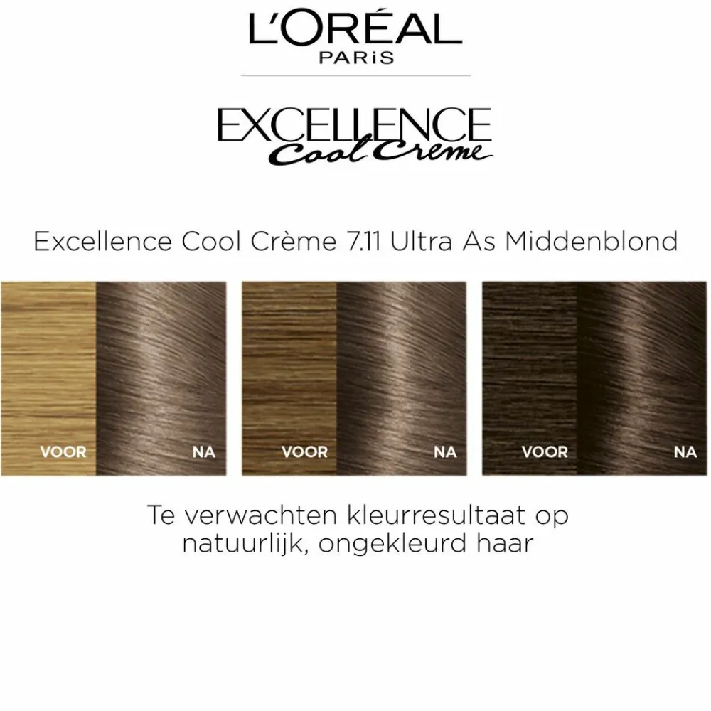 L'Oréal Excellence Cool Crème Permanente Crèmekleuring 7.11 - Ultra As Middenblond Haarkleuring