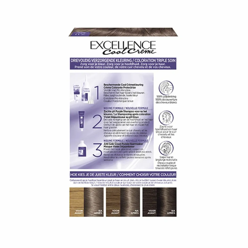 L'Oréal Excellence Cool Crème Permanente Crèmekleuring 7.11 - Ultra As Middenblond Haarkleuring