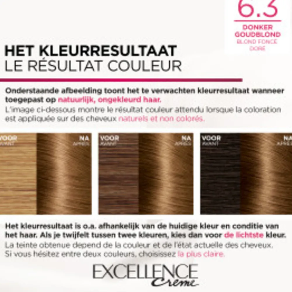 L'Oréal Excellence Crème Permanente Crèmekleuring 6.3 Donker Goudblond^LOréal New