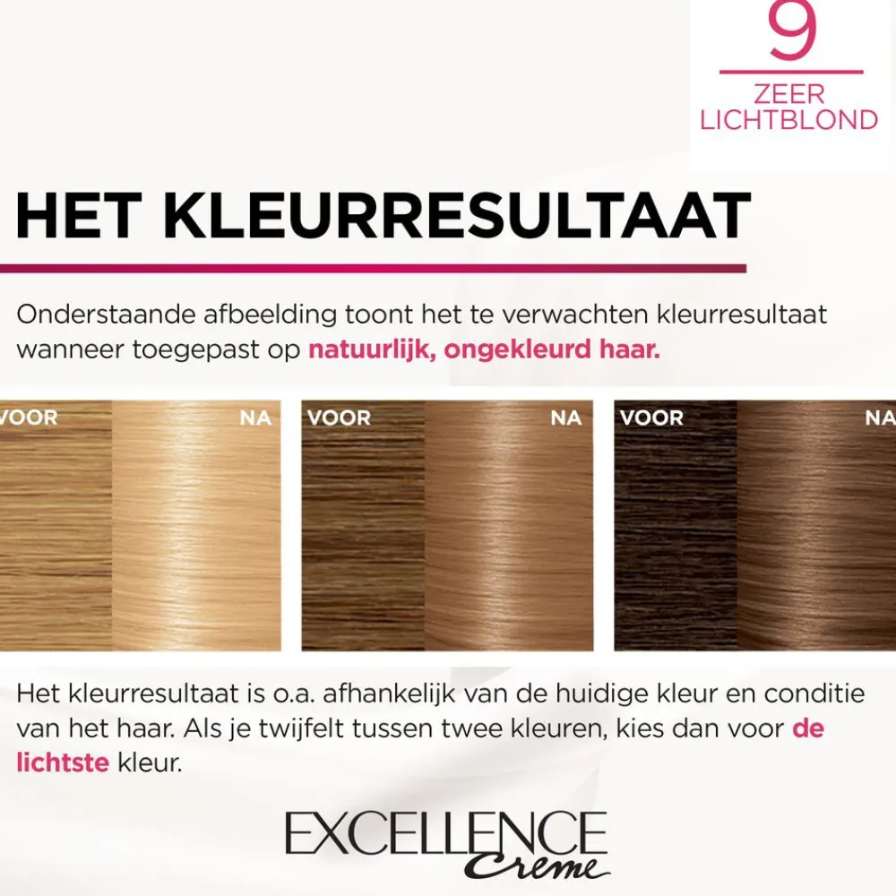 L'Oréal Excellence Crème Permanente Crèmekleuring 9 Zeer Licht Blond^LOréal Online