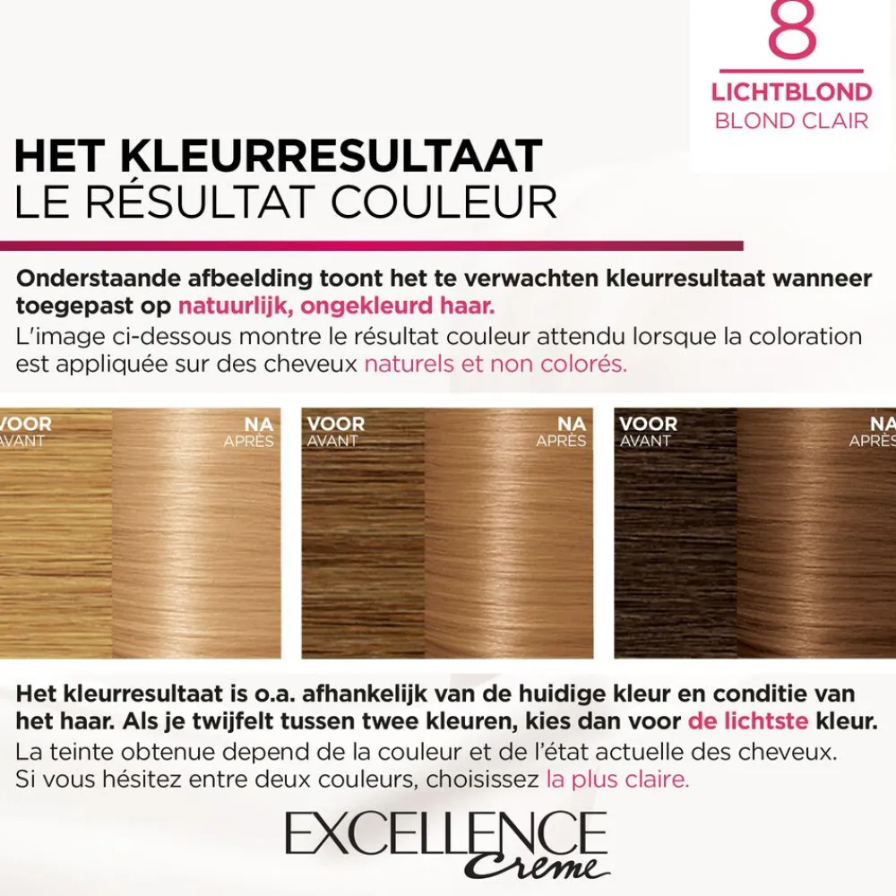 L'Oréal Excellence Crème Permanente Crèmekleuring 8 Lichtblond^LOréal Clearance