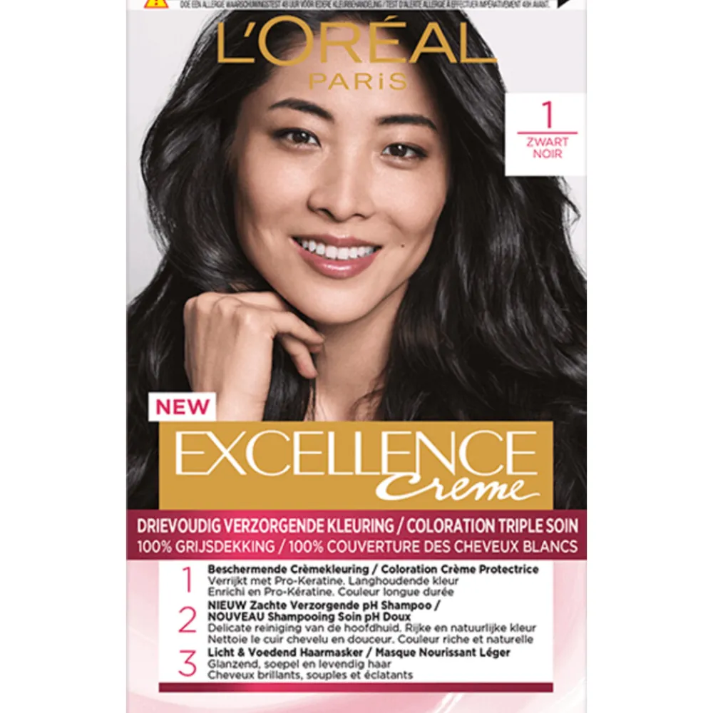 L'Oréal Excellence Crème Permanente Crèmekleuring 1 Zwart^LOréal Outlet