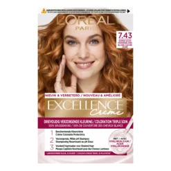 L'Oréal Excellence Crème Permanente Crèmekleuring 7.43 Koper Goudblond^LOréal Hot
