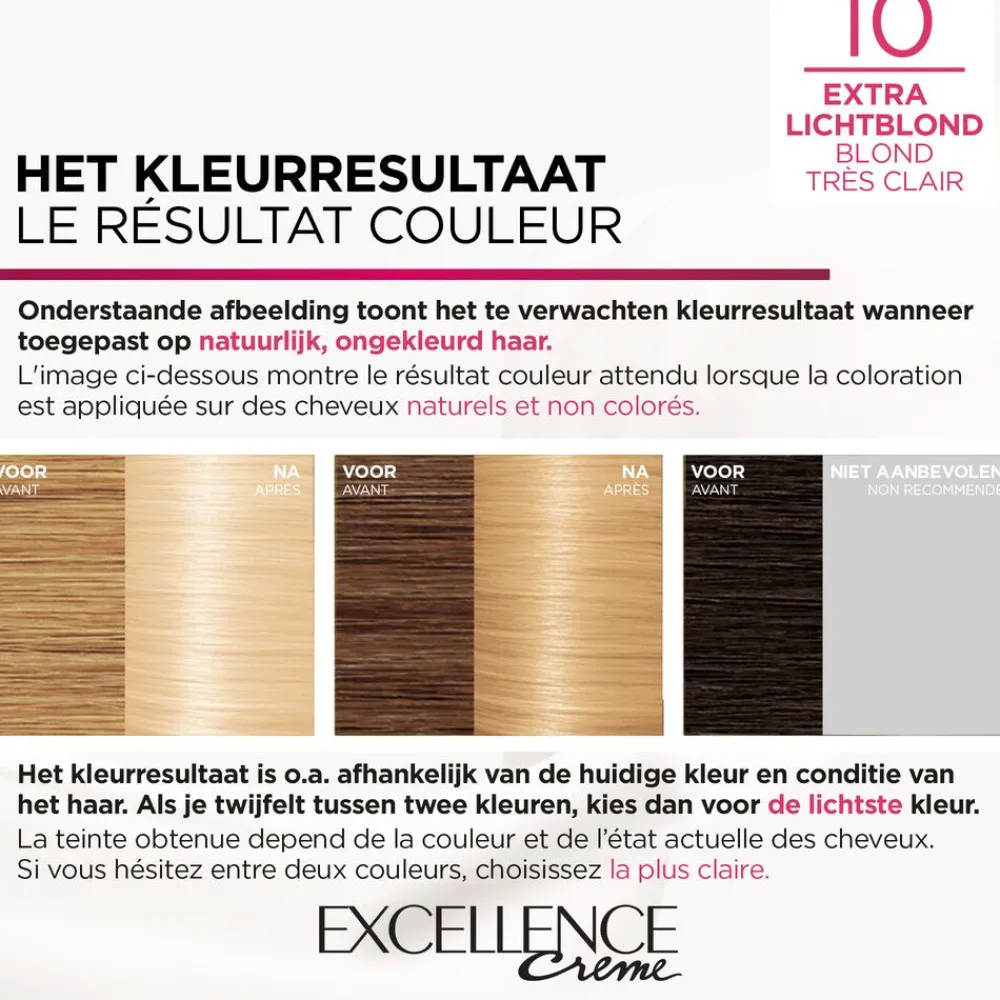 L'Oréal Excellence Crème Permanente Crèmekleuring 10 Extra Lichtblond^LOréal Clearance