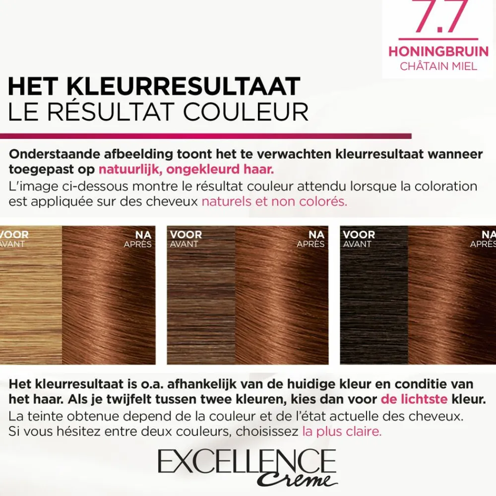 L'Oréal Excellence Crème Permanente Crèmekleuring 7.7 Honingbruin^LOréal Best