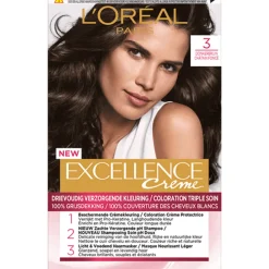 Haarkleuring<LOréal L'Oréal Excellence Crème Permanente Crèmekleuring 3 Donkerbruin