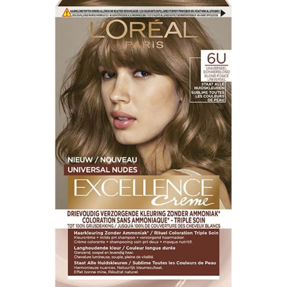L'Oréal Excellence Crème Universal Nudes Permanente Haarkleuring 6U Universeel Donkerblond^LOréal Sale