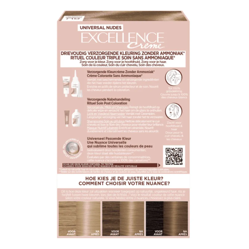 L'Oréal Excellence Crème Universal Nudes Permanente Haarkleuring 8U Universeel Lichtblond^LOréal