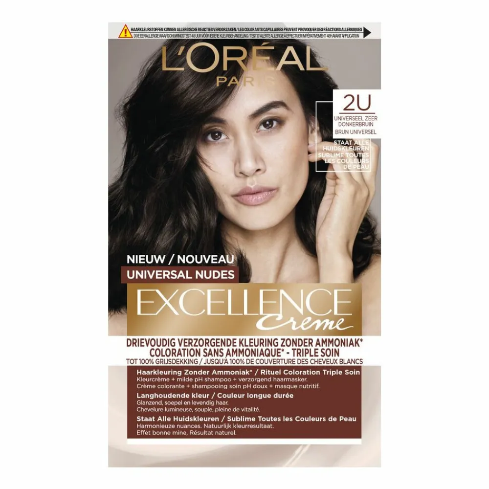 L'Oréal Excellence Crème Universal Nudes Permanente Haarkleuring 2U Universeel Zeer Donkerbruin Haarkleuring