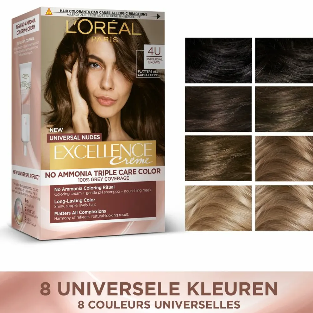 L'Oréal Excellence Crème Universal Nudes Permanente Haarkleuring 2U Universeel Zeer Donkerbruin Haarkleuring