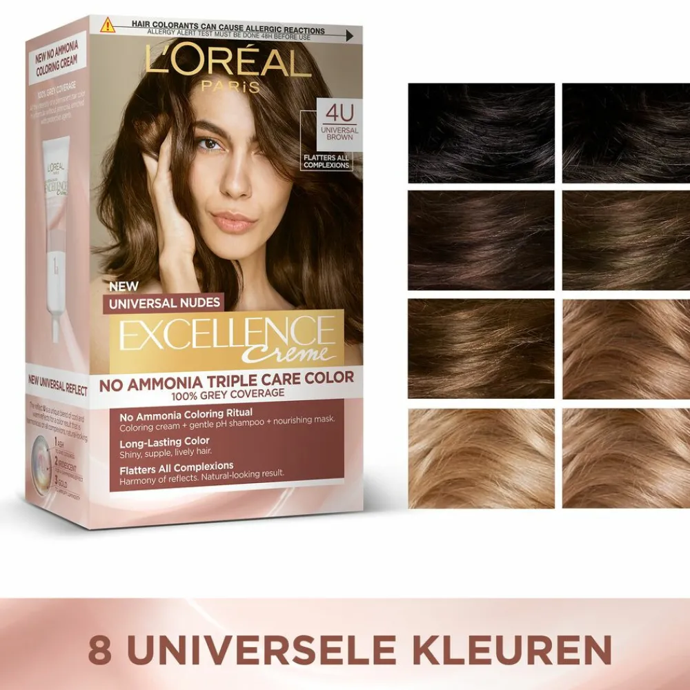 L'Oréal Excellence Crème Universal Nudes Permanente Haarkleuring 2U Universeel Zeer Donkerbruin Haarkleuring