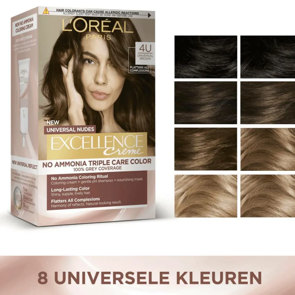 L'Oréal Excellence Crème Universal Nudes Permanente Haarkleuring 7U Universeel Middenblond^LOréal Online