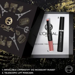 Outlet L'Oréal Geschenkset Telescopic Lift Mascara & Infaillible 24H Lipstick 312 Incessant Russet 2 stuks Geschenksets|Lipstick