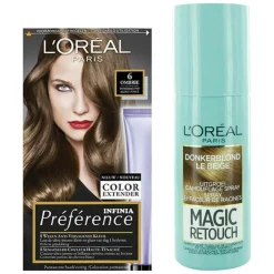 Hot L'Oréal Preference Haarkleuring 06 Ombrie - Donkerblond + Magic Retouch Uitgroeispray Donkerblond 75 ml Pakket Haarkleuring