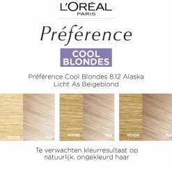 Haarkleuring<LOréal L'Oréal Préférence Cool Blondes Permanente Haarkleuring 8.12 Licht As Beigeblond