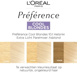 L'Oréal Préférence Cool Blondes Permanente Haarkleuring 10.1 Extra Licht Asblond Haarkleuring