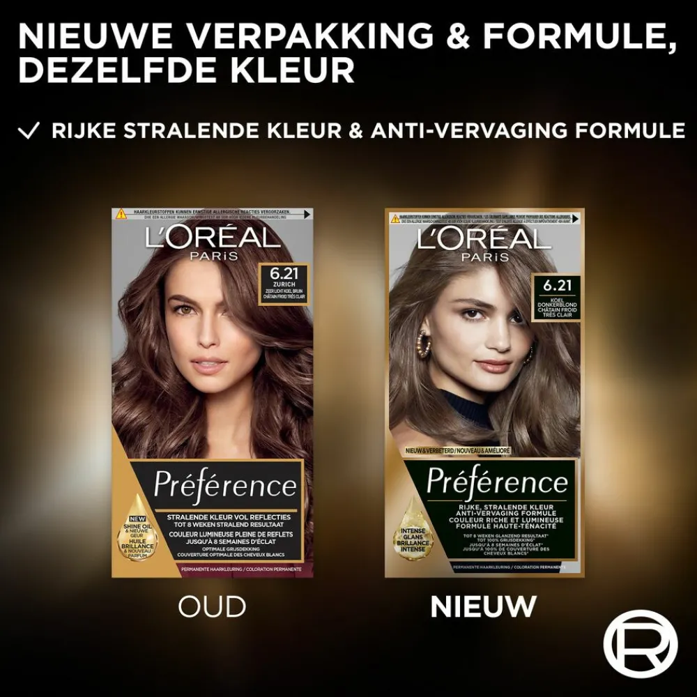L'Oréal Préférence Permanente Haarkleuring 6.21 Zeer licht koel bruin^LOréal