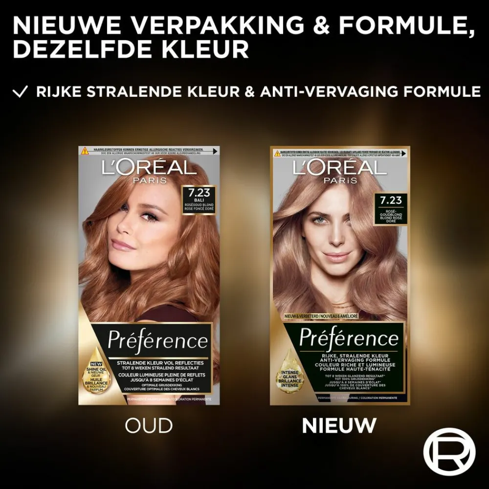 Haarkleuring<LOréal L'Oréal Préférence Permanente Haarkleuring 7.23 Rosegoud Blond