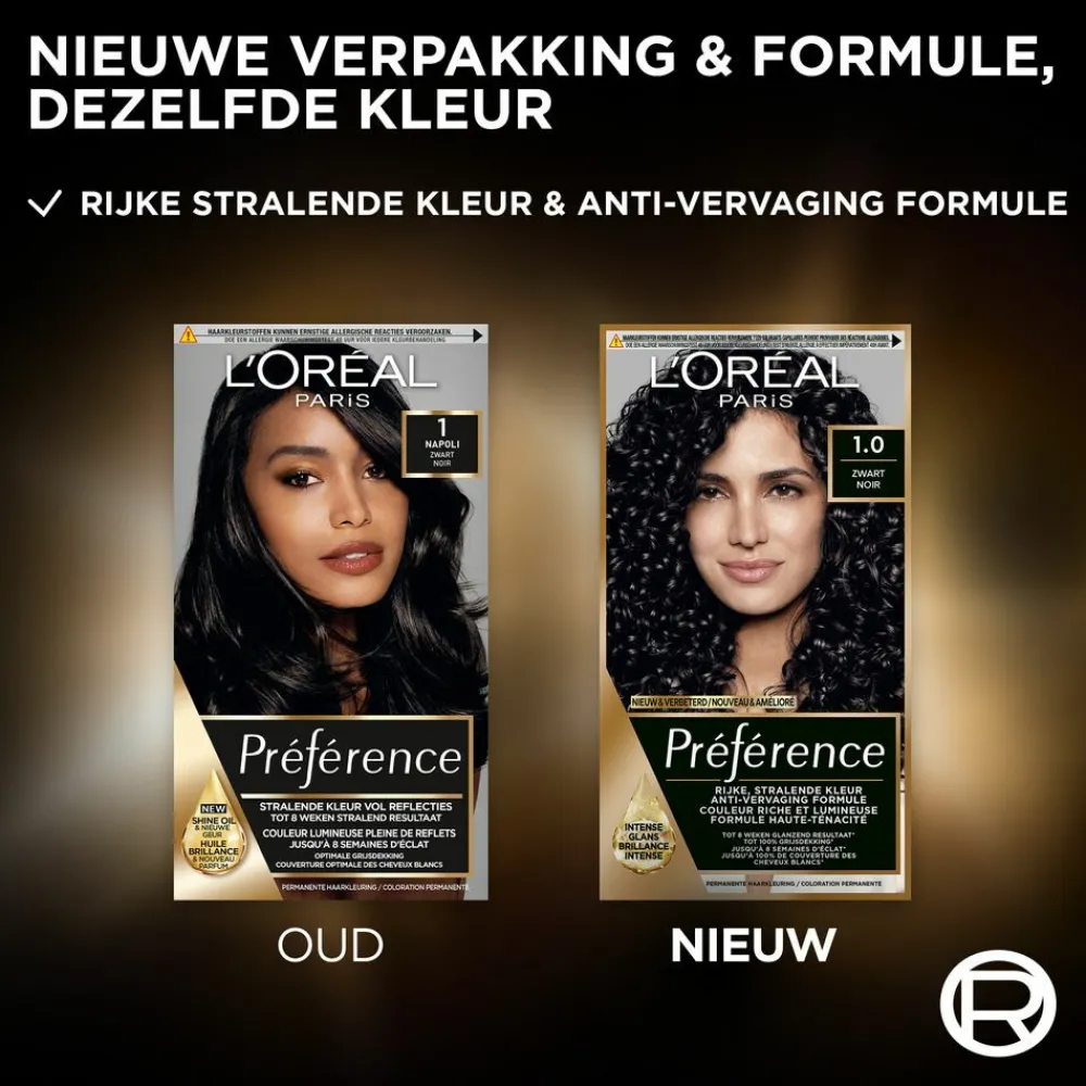 Hot L'Oréal Préférence Permanente Haarkleuring 1 Zwart Haarkleuring
