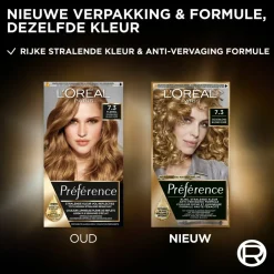 Discount L'Oréal Préférence Permanente Haarkleuring 7.3 Goudblond Haarkleuring