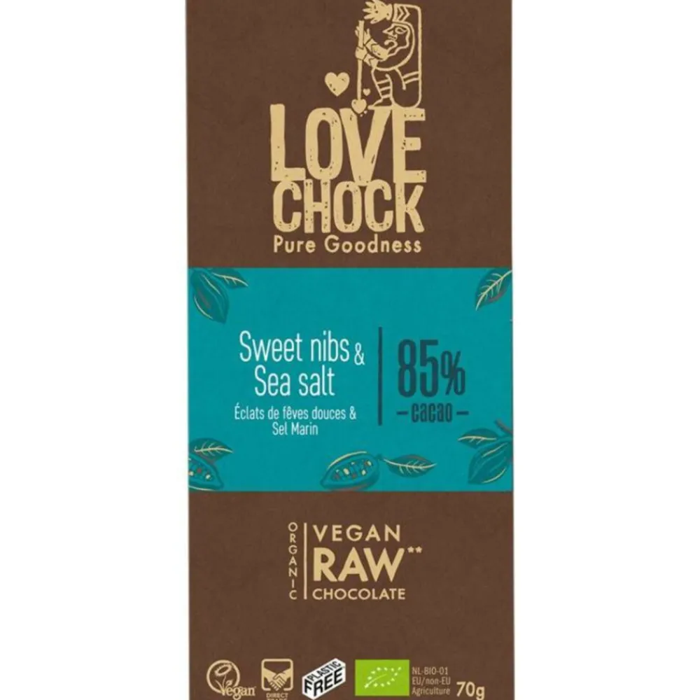 Chocolade<Lovechock Sweet Nibs & Sea Salt Bio 70 gr