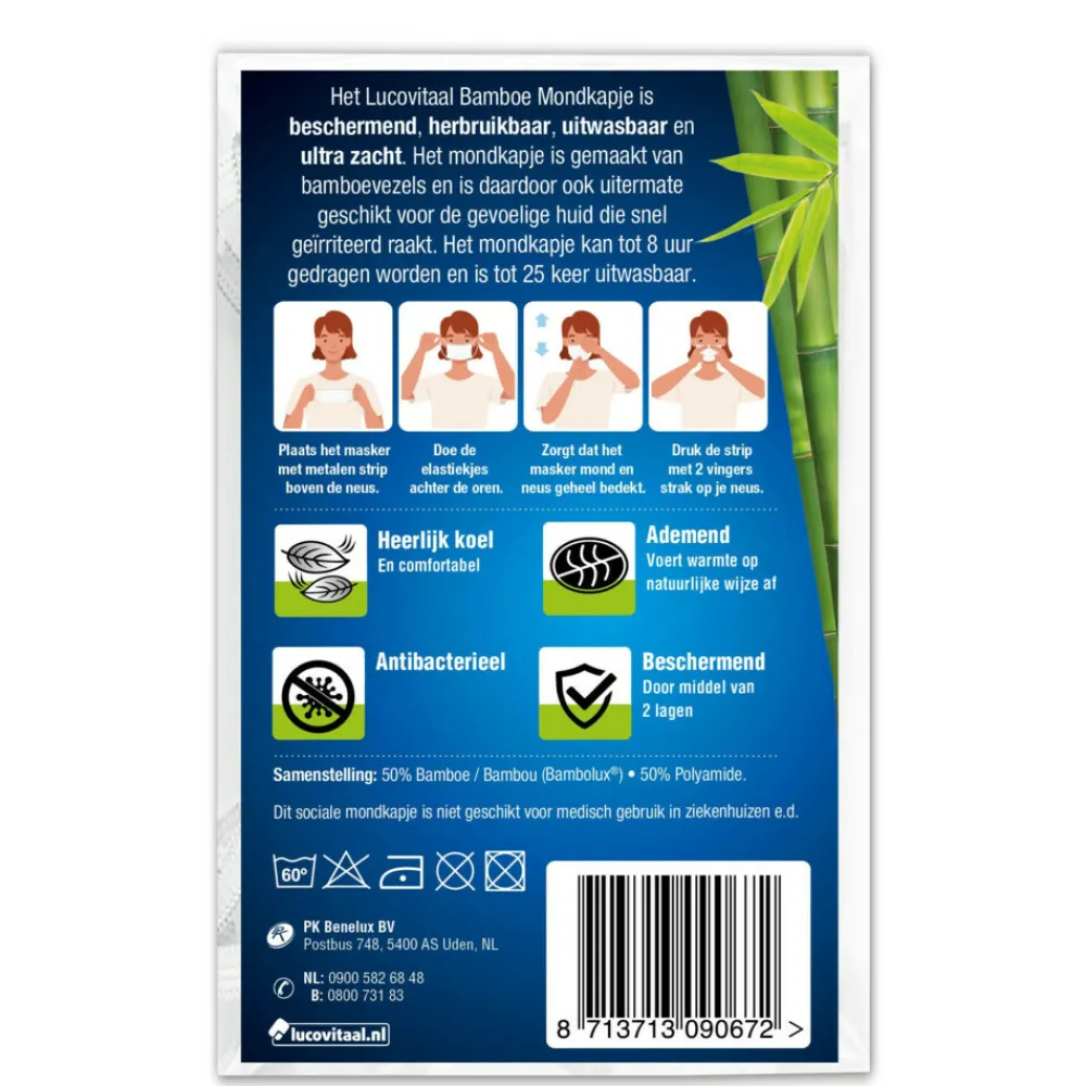Zelfzorg<Lucovitaal Bamboe Mondkapje Wit