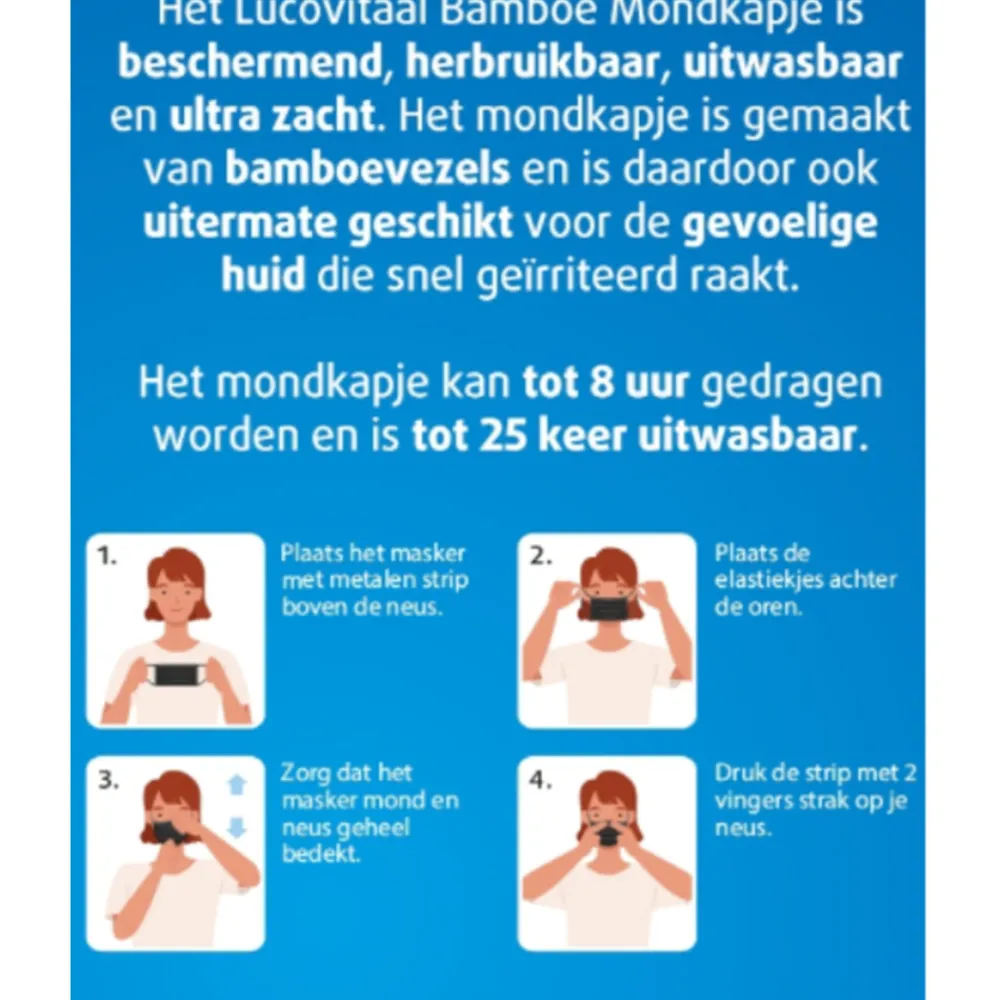 Zelfzorg<Lucovitaal Bamboe Mondkapje Blauw