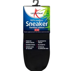 Steunkousen|Zelfzorg<Lucovitaal Bamboe Sneakersok Zwart maat 35-38 1 paar