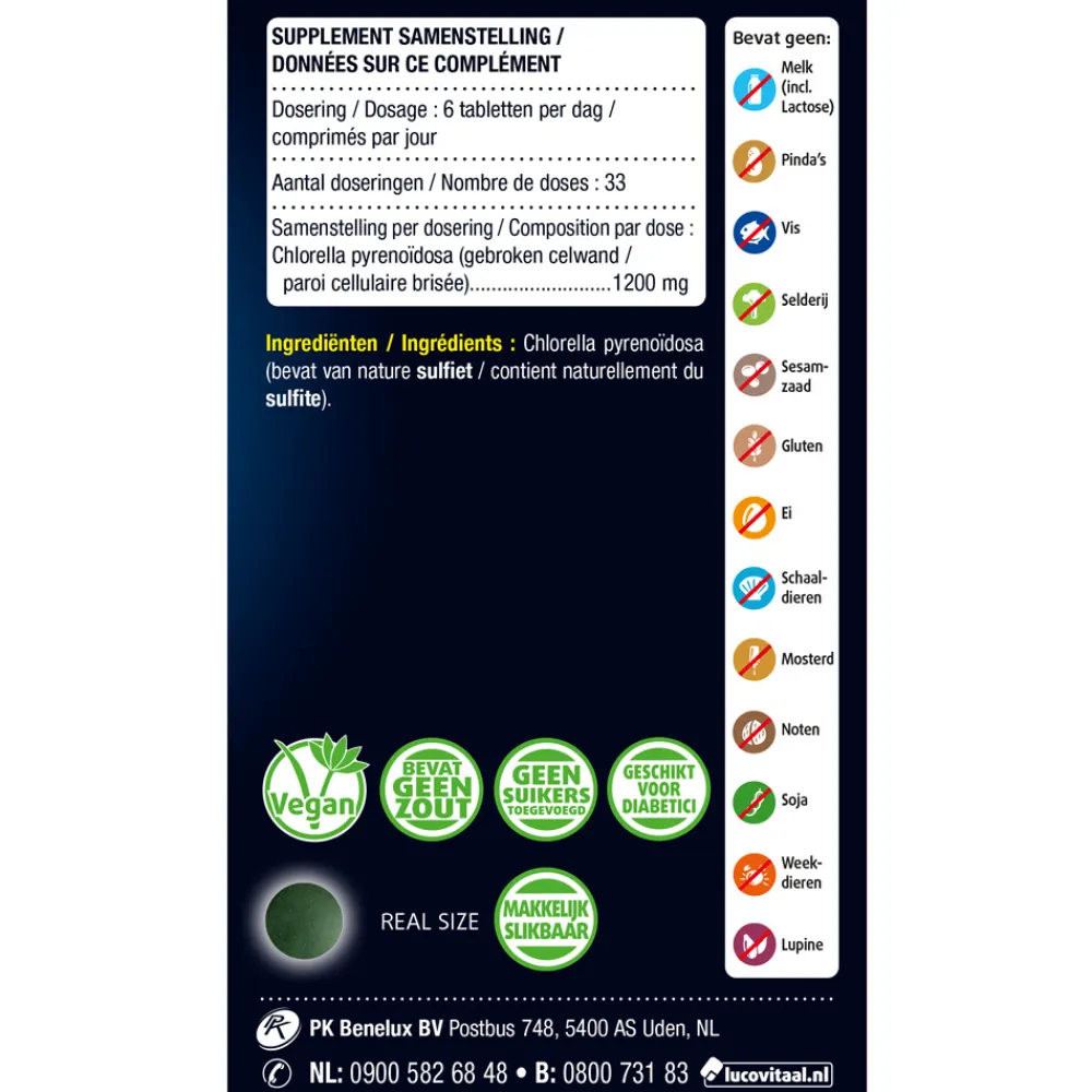 Weerstand & Energie|Speciale Bestanddelen<Lucovitaal Chlorella Puur 200 tabletten