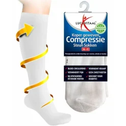 Steunkousen|Zelfzorg<Lucovitaal Compressie Steun Sokken Wit maat 36-41 1 paar