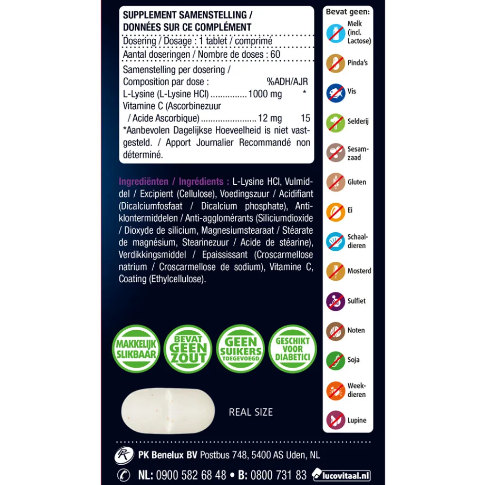 L-Lysine 1000 mg 60 tabletten^Lucovitaal Hot