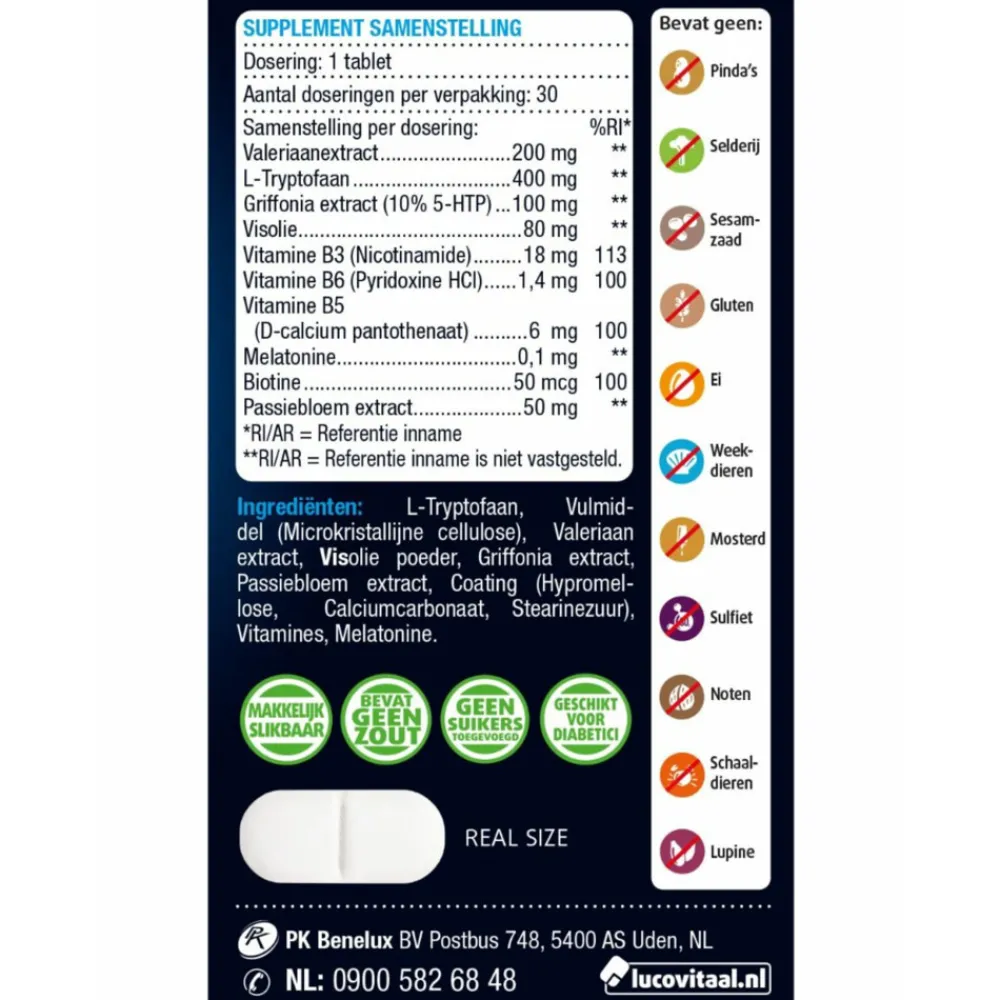 Sale Melatonine 5-HTP L-Tryptofaan 30 tabletten Speciale Bestanddelen