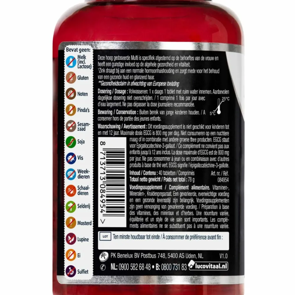 Vitaminen 50+<Lucovitaal Multi Vrouw Compleet 50+ met Ginkgo Biloba 40 tabletten