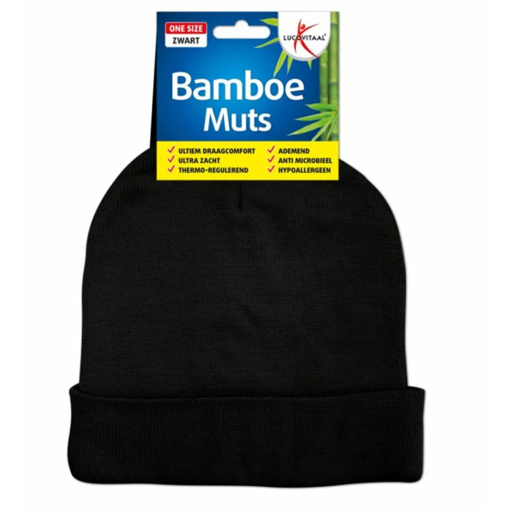 Zelfzorg<Lucovitaal Muts Bamboe Zwart