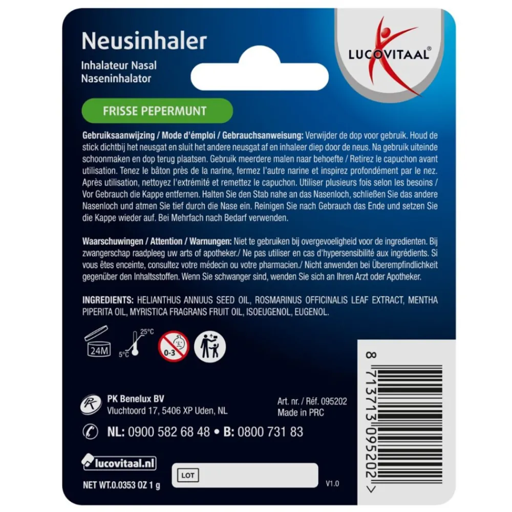 Outlet Neusinhaler Vrijer Ademen Frisse Pepermunt 1 gr Luchtwegen & Keel