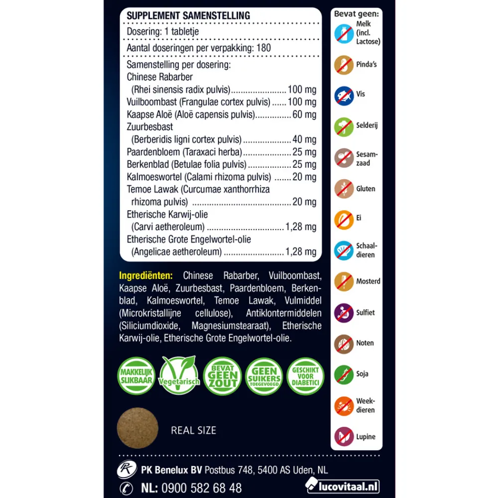 Organen<Lucovitaal Stoelgang Sennavrij 180 tabletten