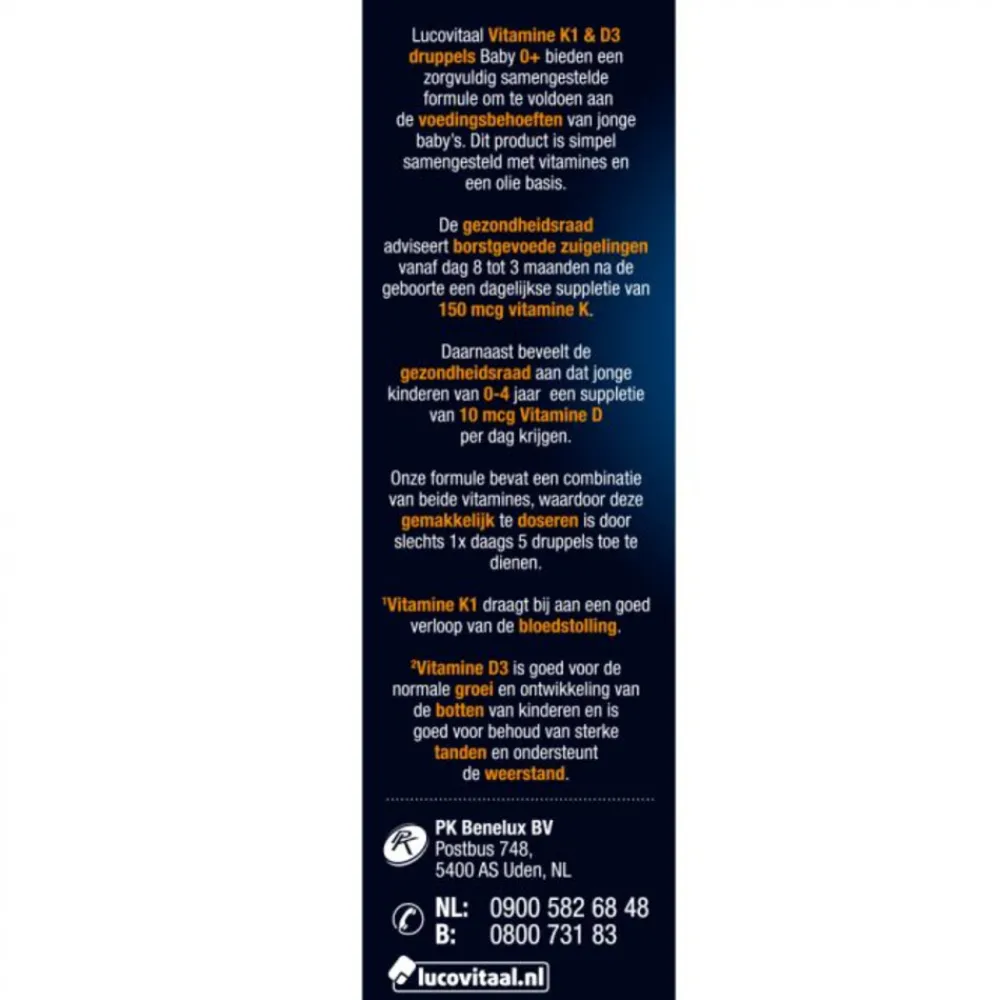 Vitamine K1 & D3 Druppels Baby 14,5 ml^Lucovitaal Discount