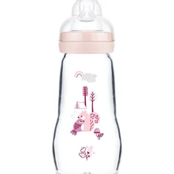 Sale Babyfles Feel Good Glas Matt Roze 0+ mnd 260 ml Flessen & Spenen