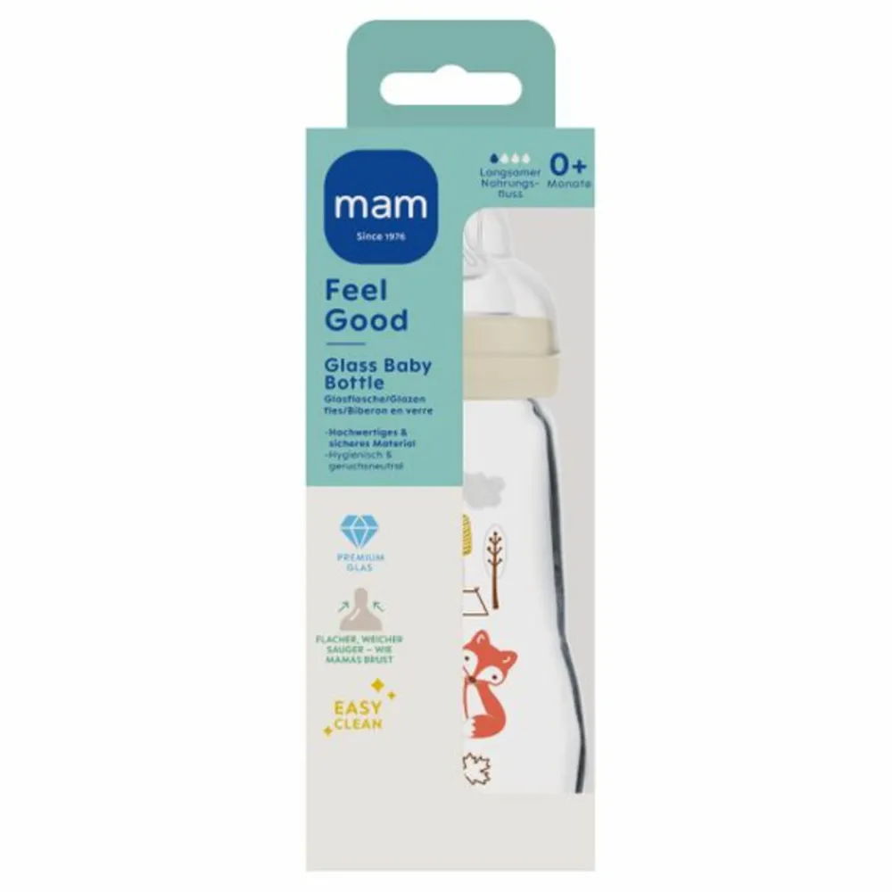 Babyfles Glas Feel Good 0+ mnd 260 ml^MAM Outlet