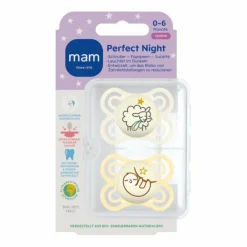 Fopspeen Perfect Night Silikon 0-6 mnd Universeel 2 stuks^MAM