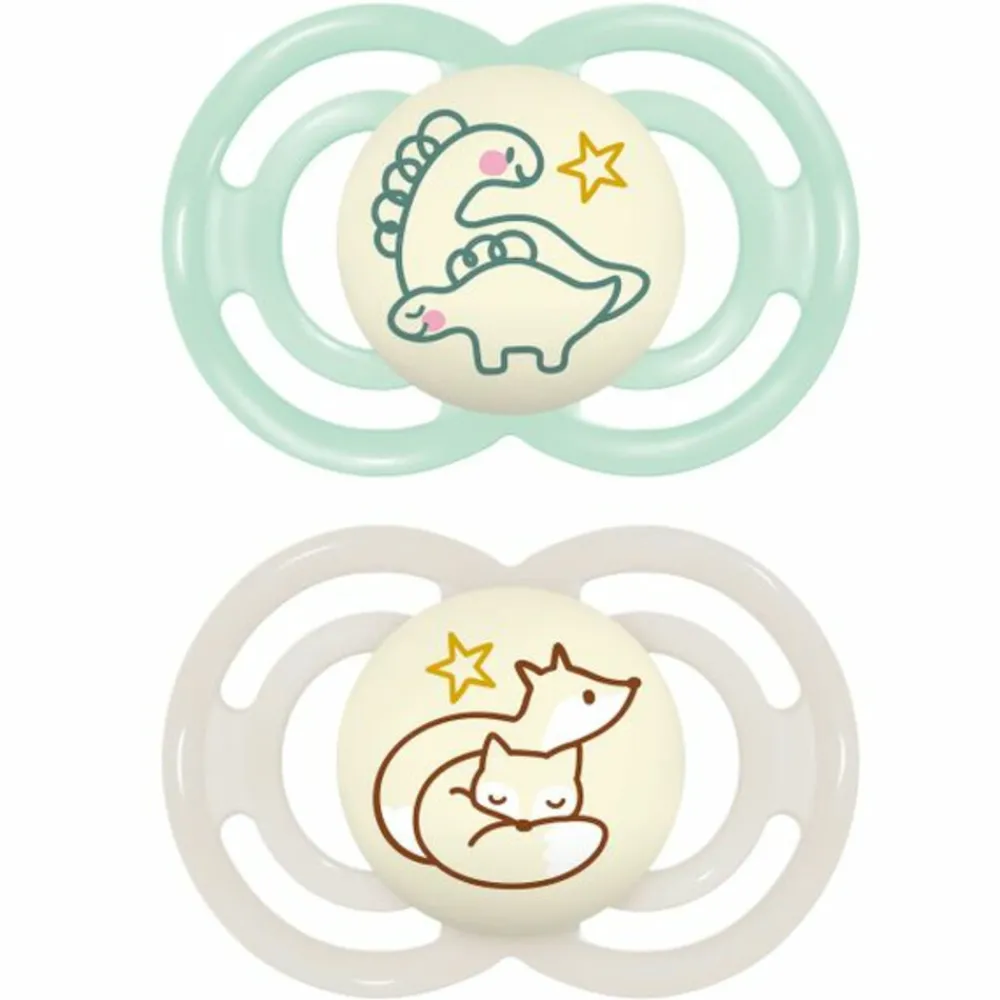 Flessen & Spenen<MAM Fopspeen Perfect Night Silikon 6-16 mnd Universeel 2 stuks