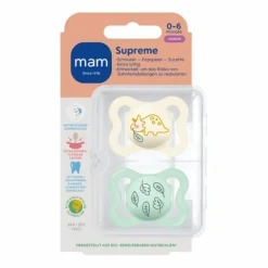 Flessen & Spenen<MAM Fopspeen Supreme Silikon 0-6 mnd Universeel 2 stuks