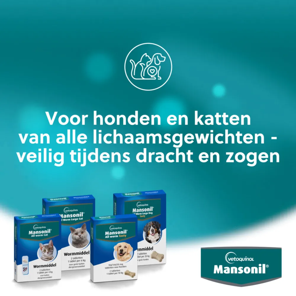 All Worm Ontworming Tabletten Hond vanaf 2,5 kg 6 stuks^Mansonil Best
