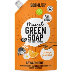 Outlet Marcel's Green Soap Afwasmiddel Sinaasappel & Jasmijn Navulling 500 ml Handafwas