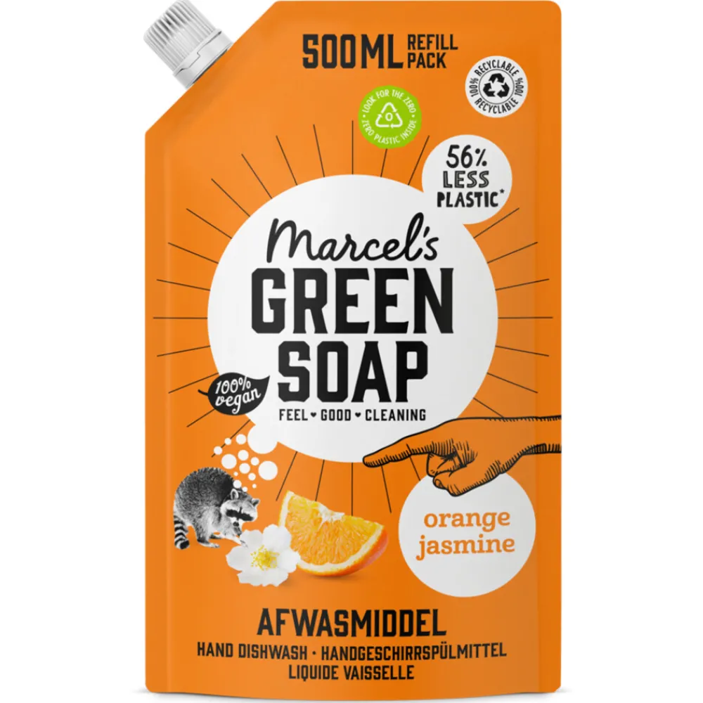 Outlet Marcel's Green Soap Afwasmiddel Sinaasappel & Jasmijn Navulling 500 ml Handafwas