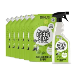 Marcel's Green Soap Allesreiniger Spray Basilicum & Vertivert Gras + 6 Navullingen Pakket^Marcels Green Soap Sale