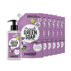 Discount Marcel's Green Soap Handzeep Lavendel & Rozemarijn 250 ml + 6 Navullingen Pakket Keukenartikelen