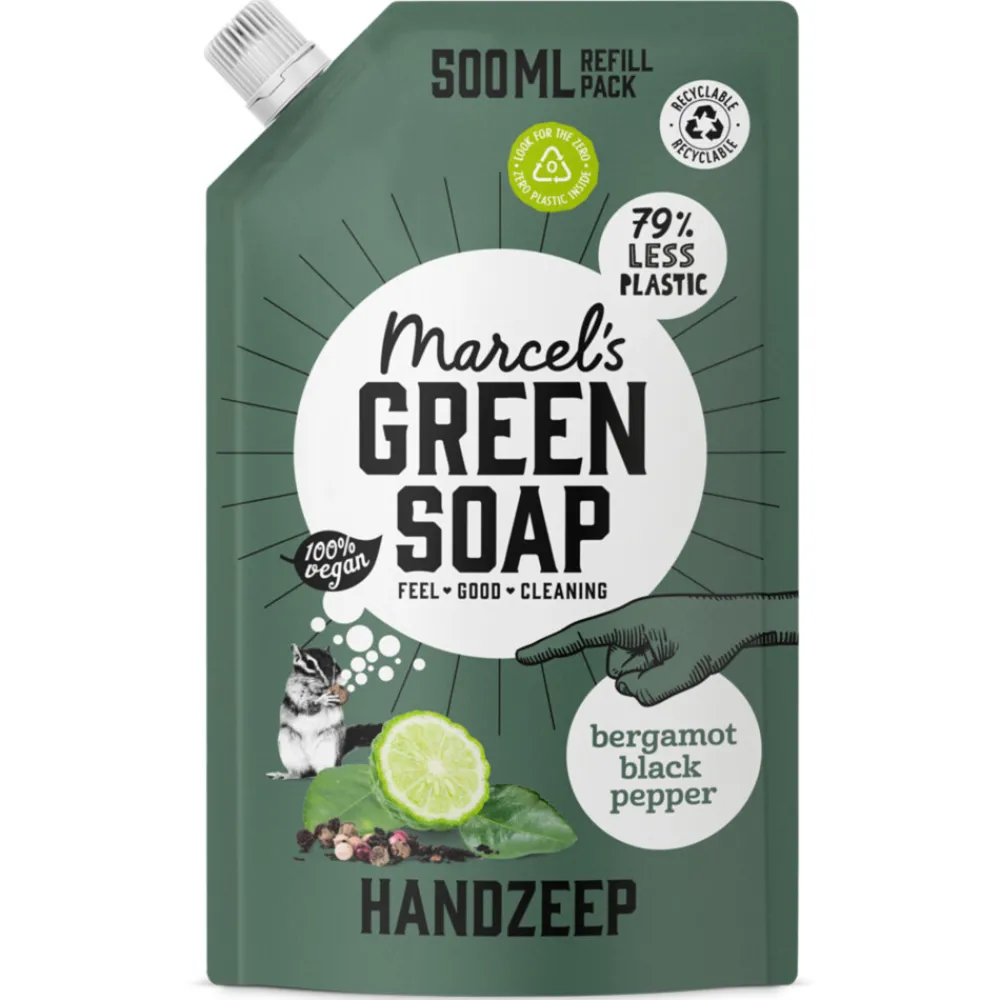 Keukenartikelen<Marcels Green Soap Marcel's Green Soap Handzeep Bergamot & Black Pepper Navulling 500 ml